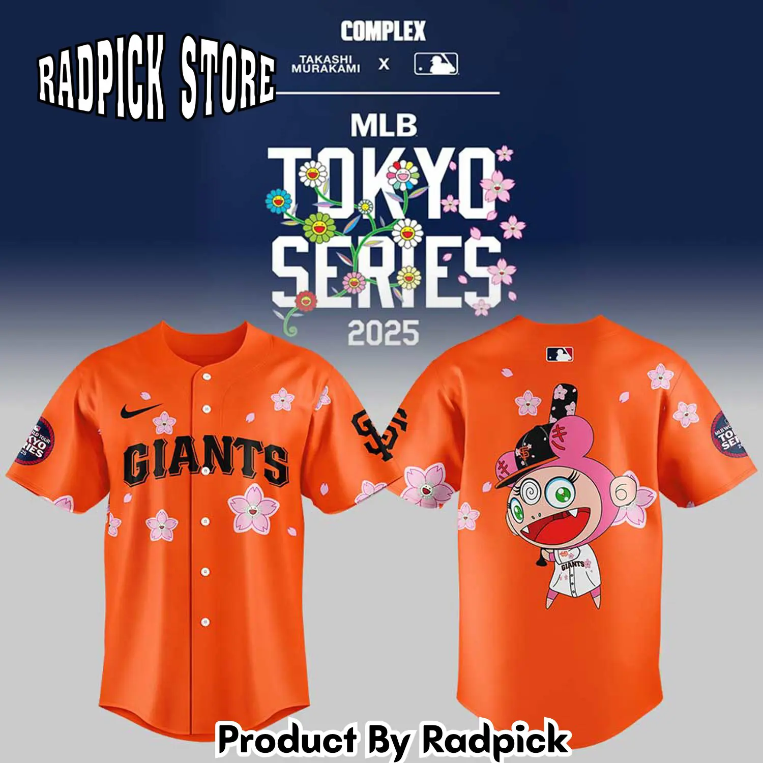 Radpick san francisco giants takashi murakami x mlb world tour tokyo series v2 baseball jersey rp127138
